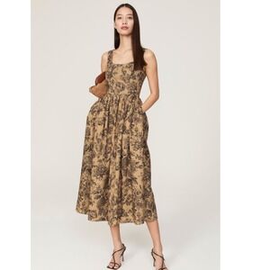Adam Lippes Toile Floral Poplin Sleeveless A-Line Pockets Size 8